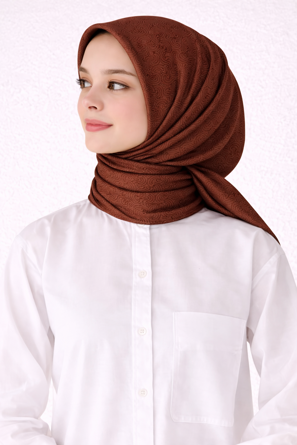 BELLİ KALPLİ DESEN İPEK EŞARP