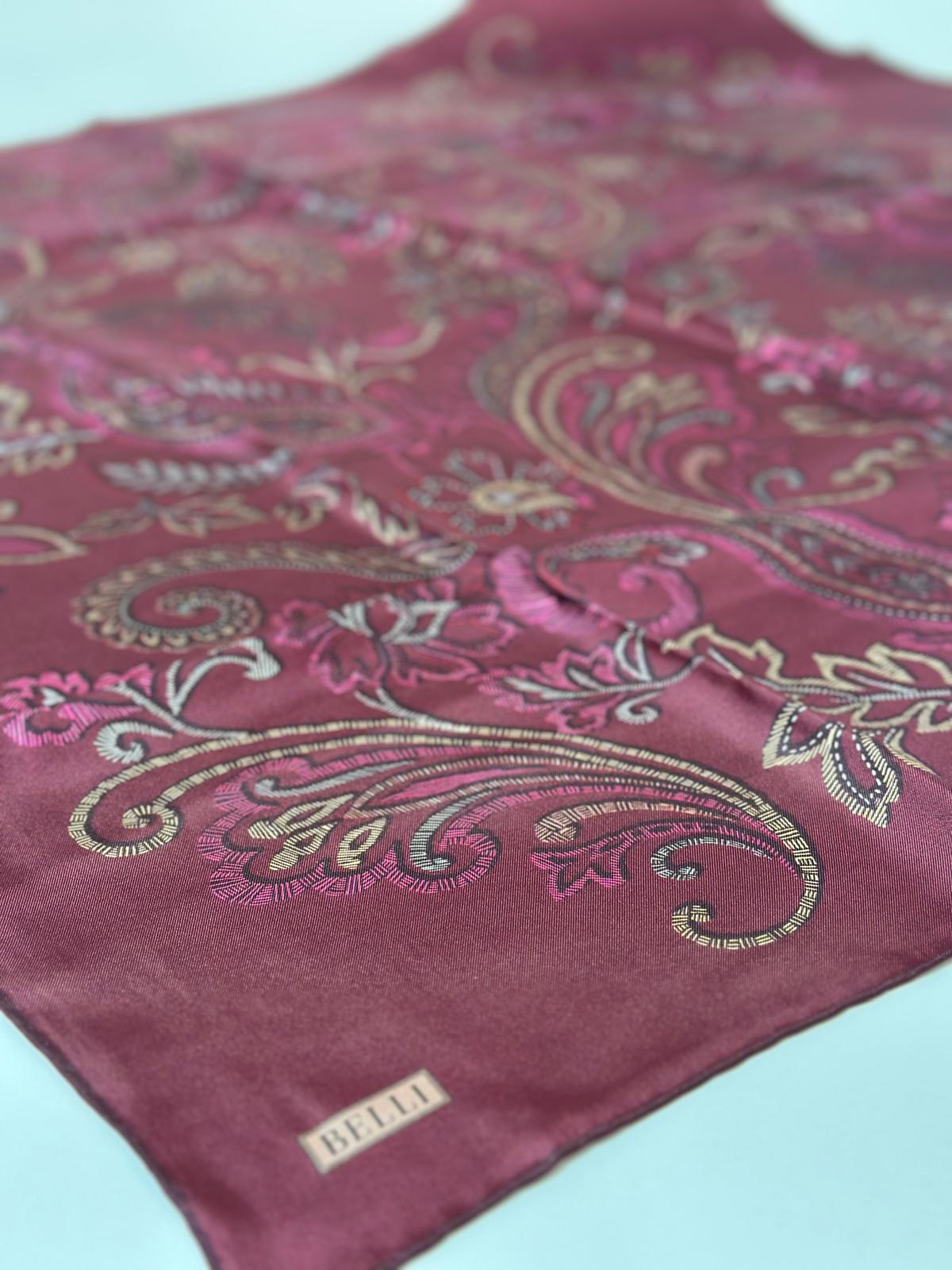 BELLİ ÇİÇEK DESEN İPEK EŞARP