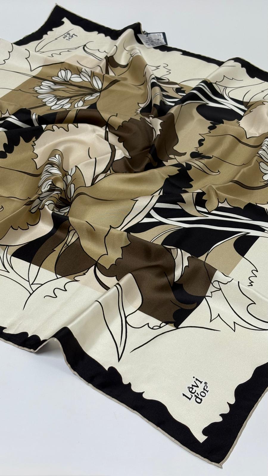 LEVİDOR ÇİÇEK DESEN İPEK EŞARP