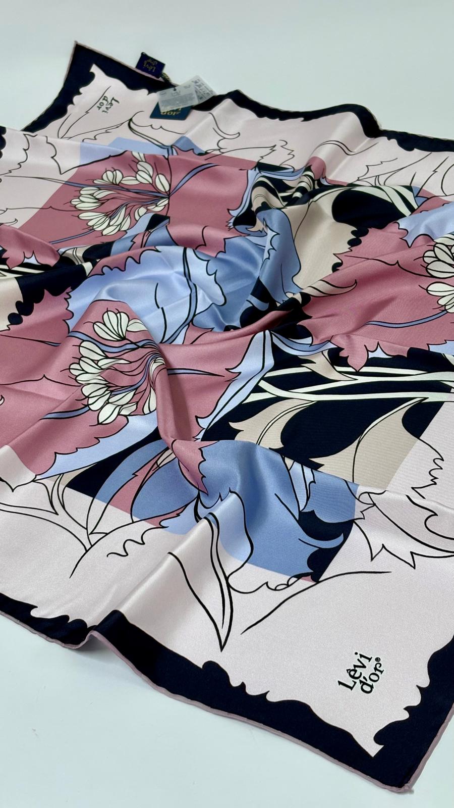 LEVİDOR ÇİÇEK DESEN İPEK EŞARP