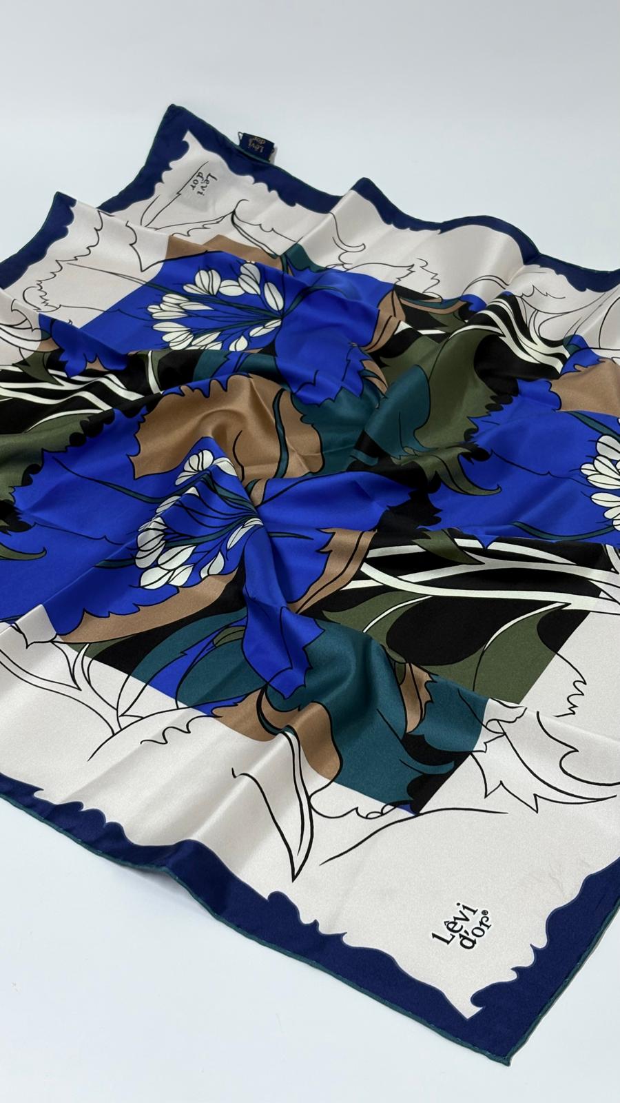 LEVİDOR ÇİÇEK DESEN İPEK EŞARP