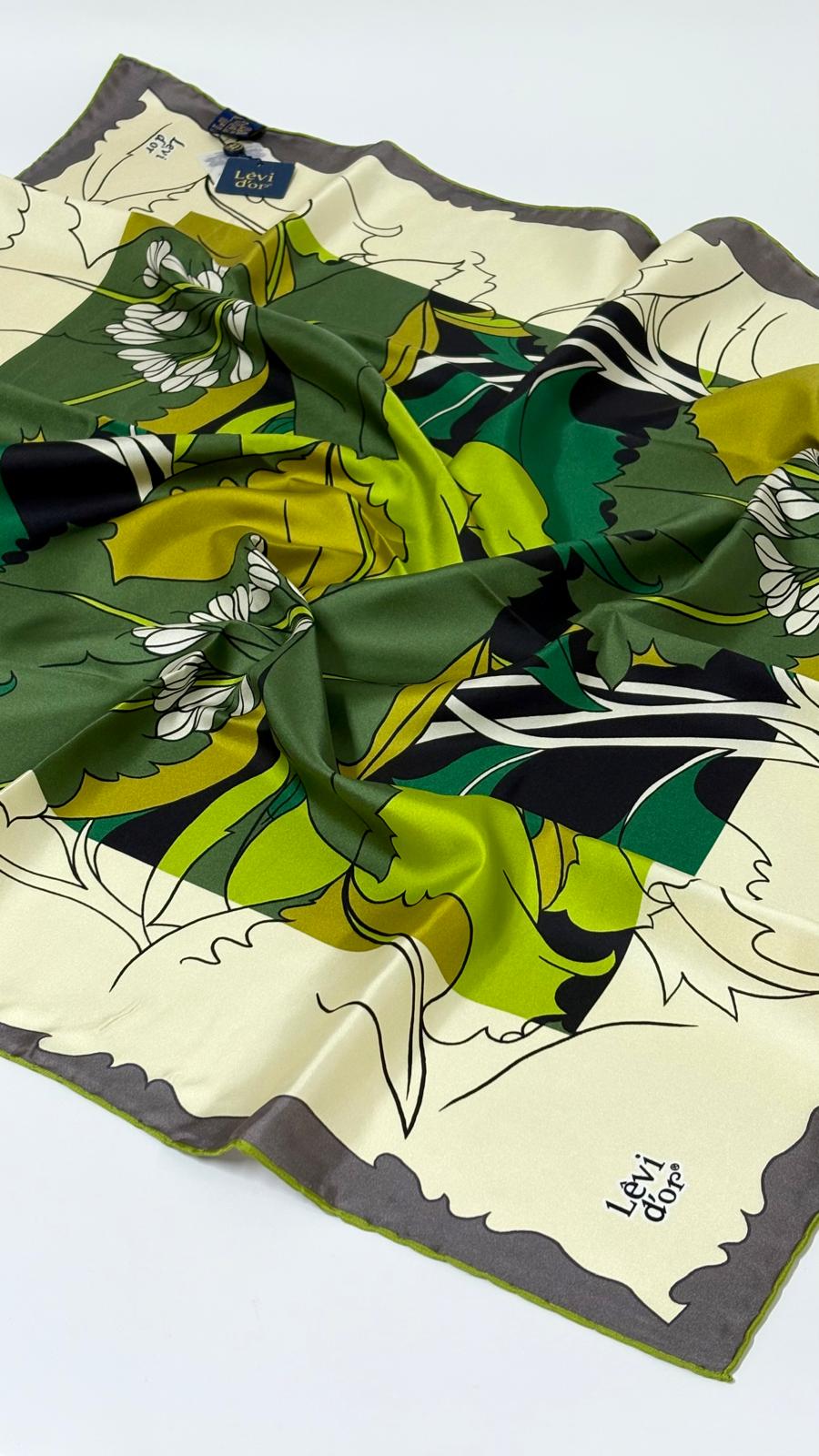 LEVİDOR ÇİÇEK DESEN İPEK EŞARP