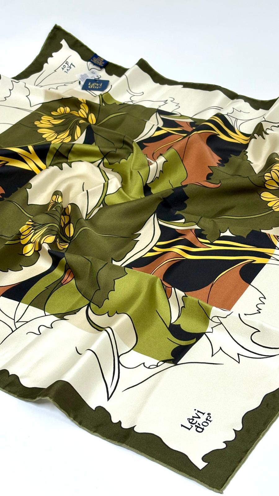 LEVİDOR ÇİÇEK DESEN İPEK EŞARP