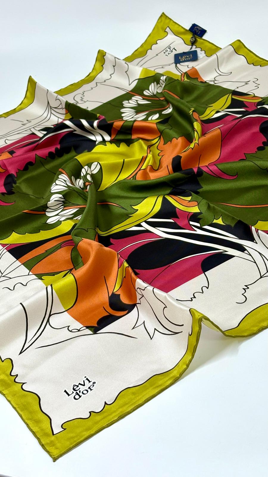 LEVİDOR ÇİÇEK DESEN İPEK EŞARP