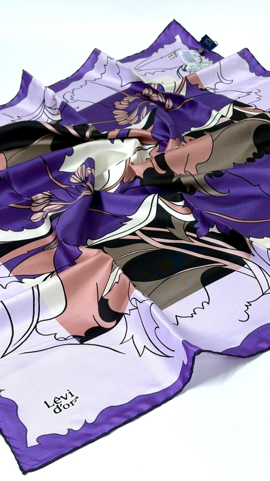 LEVİDOR ÇİÇEK DESEN İPEK EŞARP