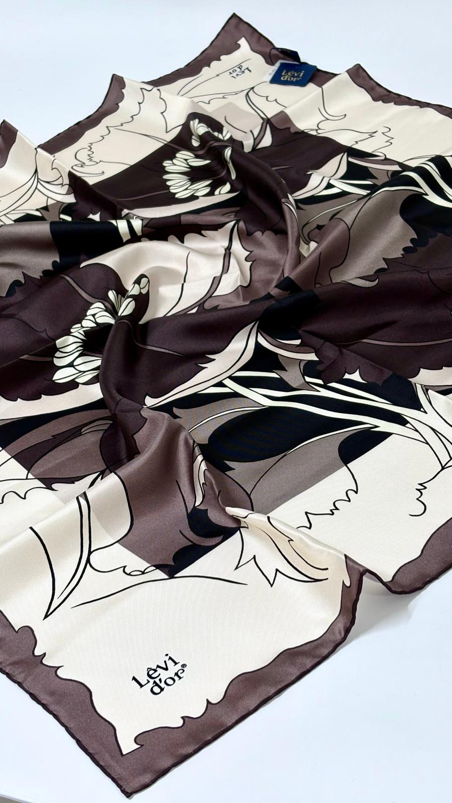 LEVİDOR ÇİÇEK DESEN İPEK EŞARP