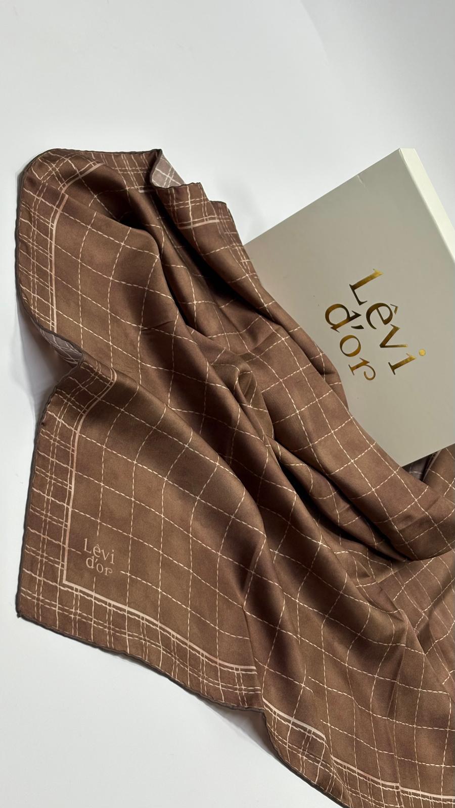 LEVİDOR KARE DESEN İPEK EŞARP