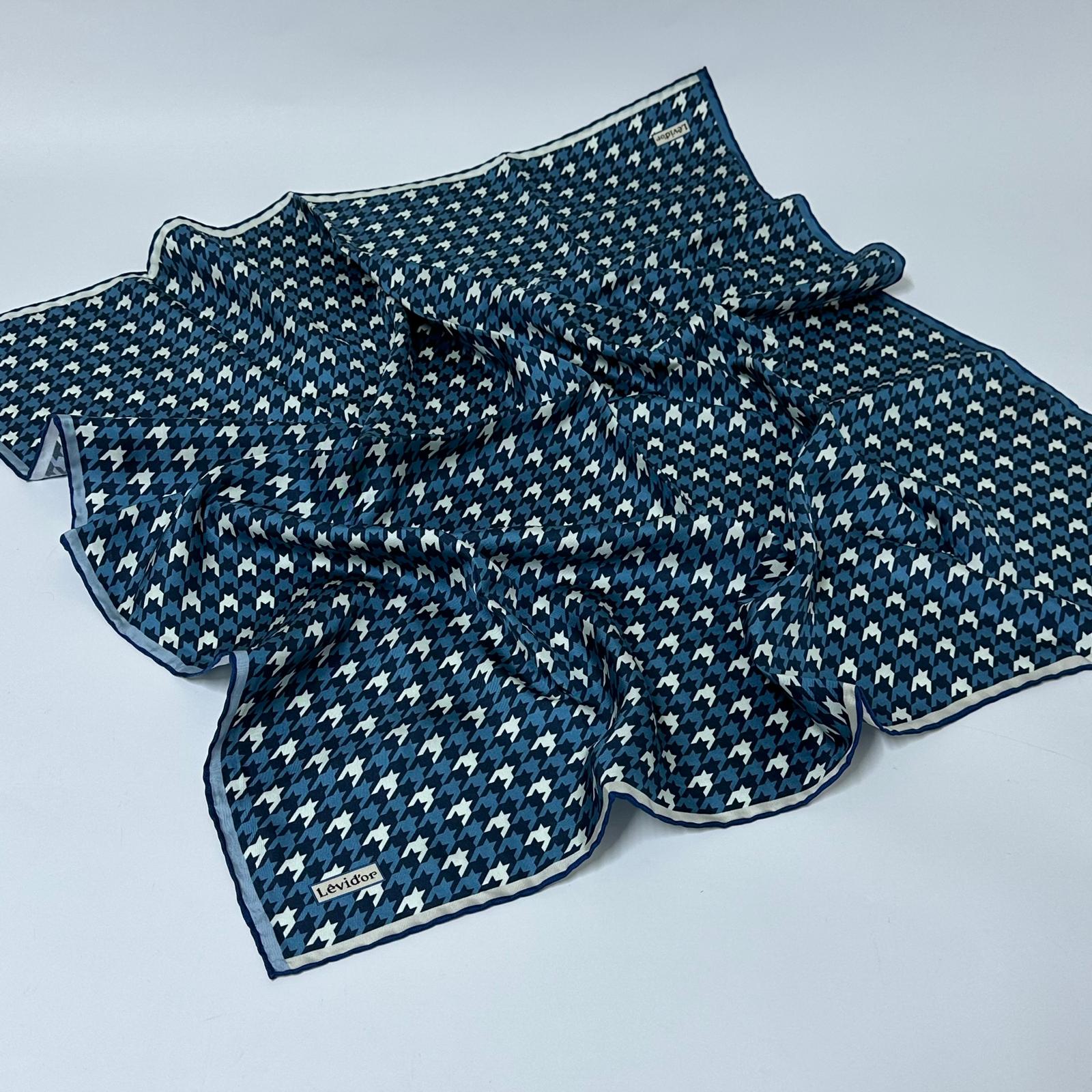 LEVİDOR KAZ AYAĞI DESEN İPEK EŞARP