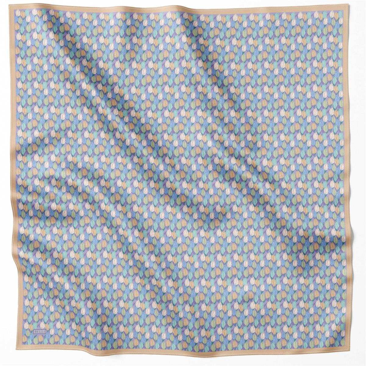 BELLİ ÇİÇEK DESEN İPEK EŞARP