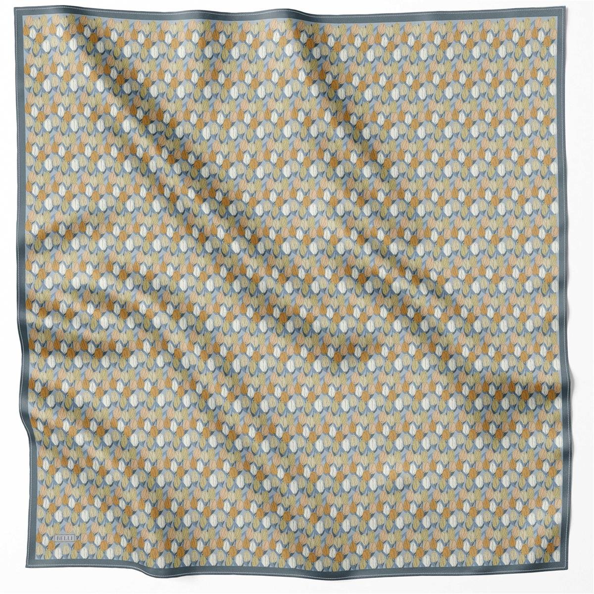 BELLİ ÇİÇEK DESEN İPEK EŞARP