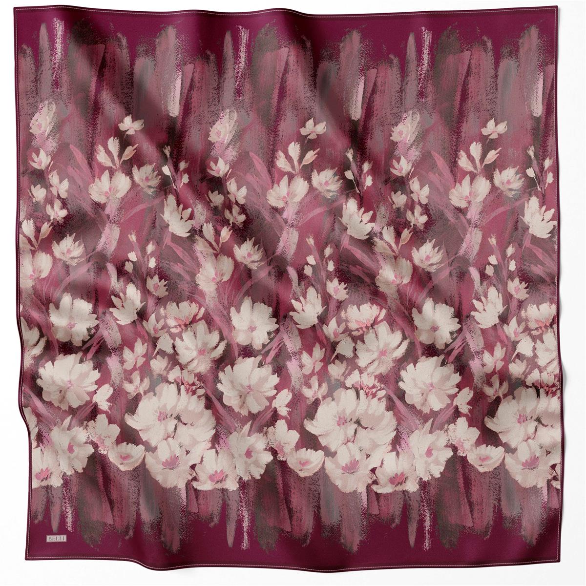 BELLİ ÇİÇEK DESEN İPEK EŞARP