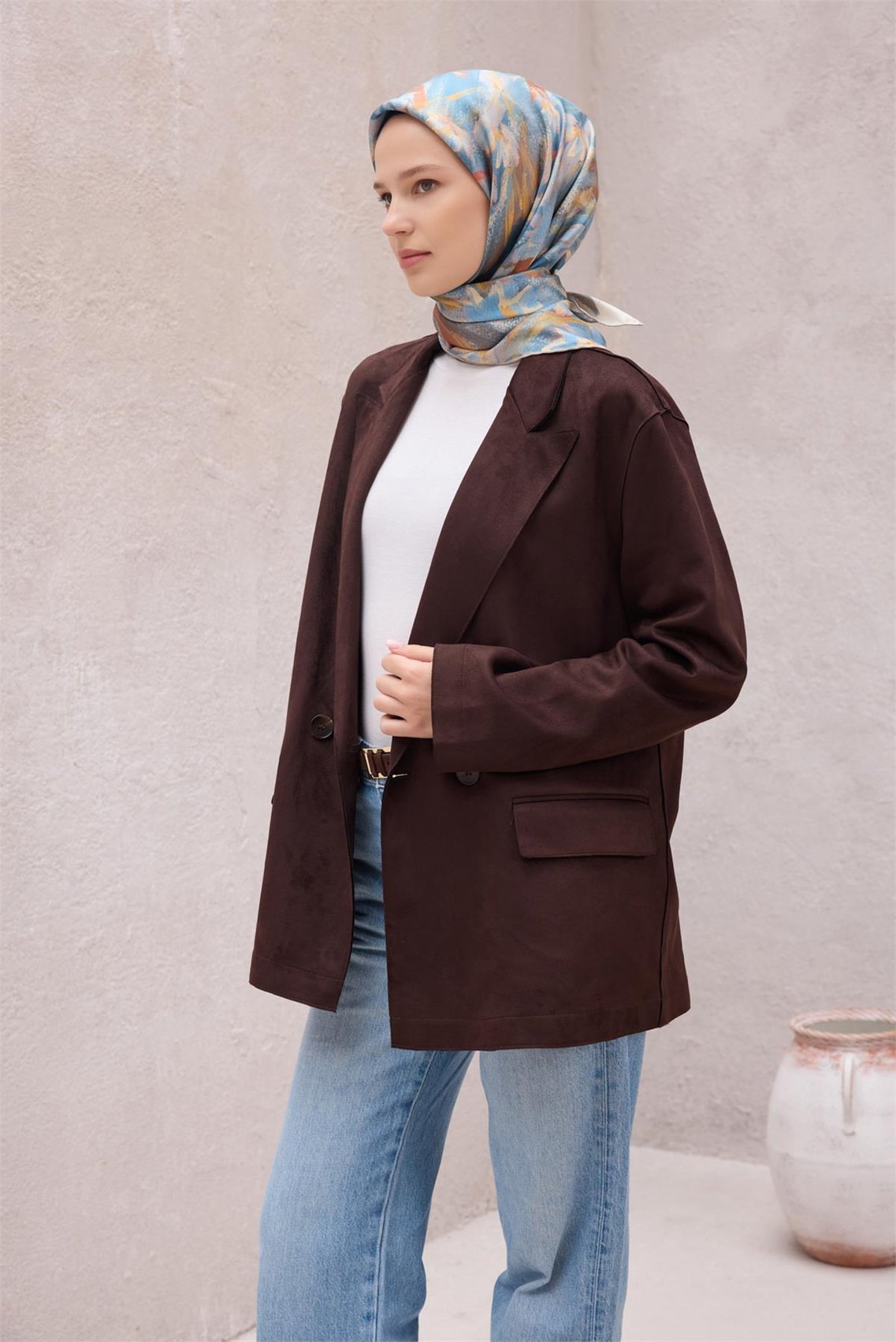 BELLİ ÇİÇEK DESEN İPEK EŞARP