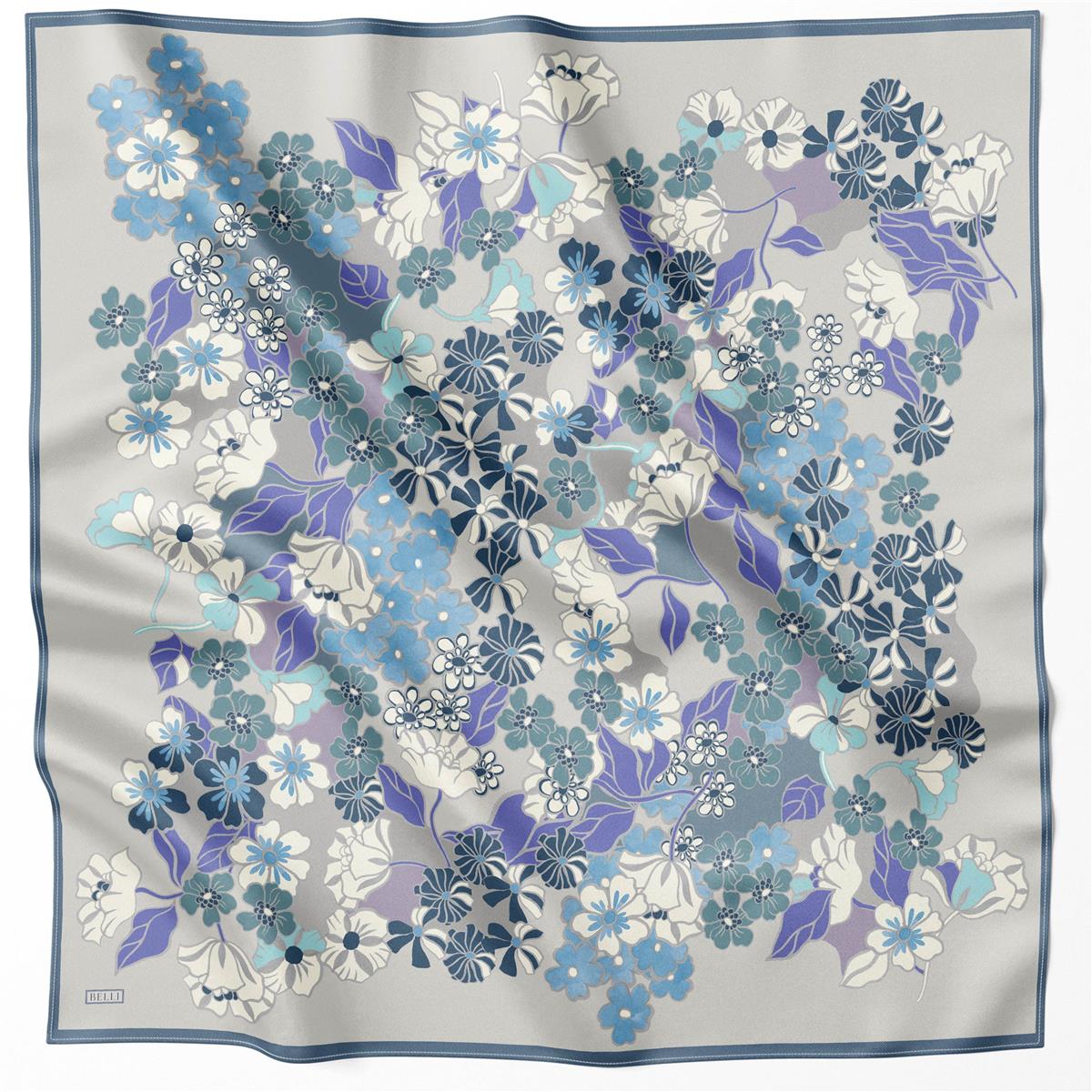 BELLİ ÇİÇEK DESEN İPEK EŞARP