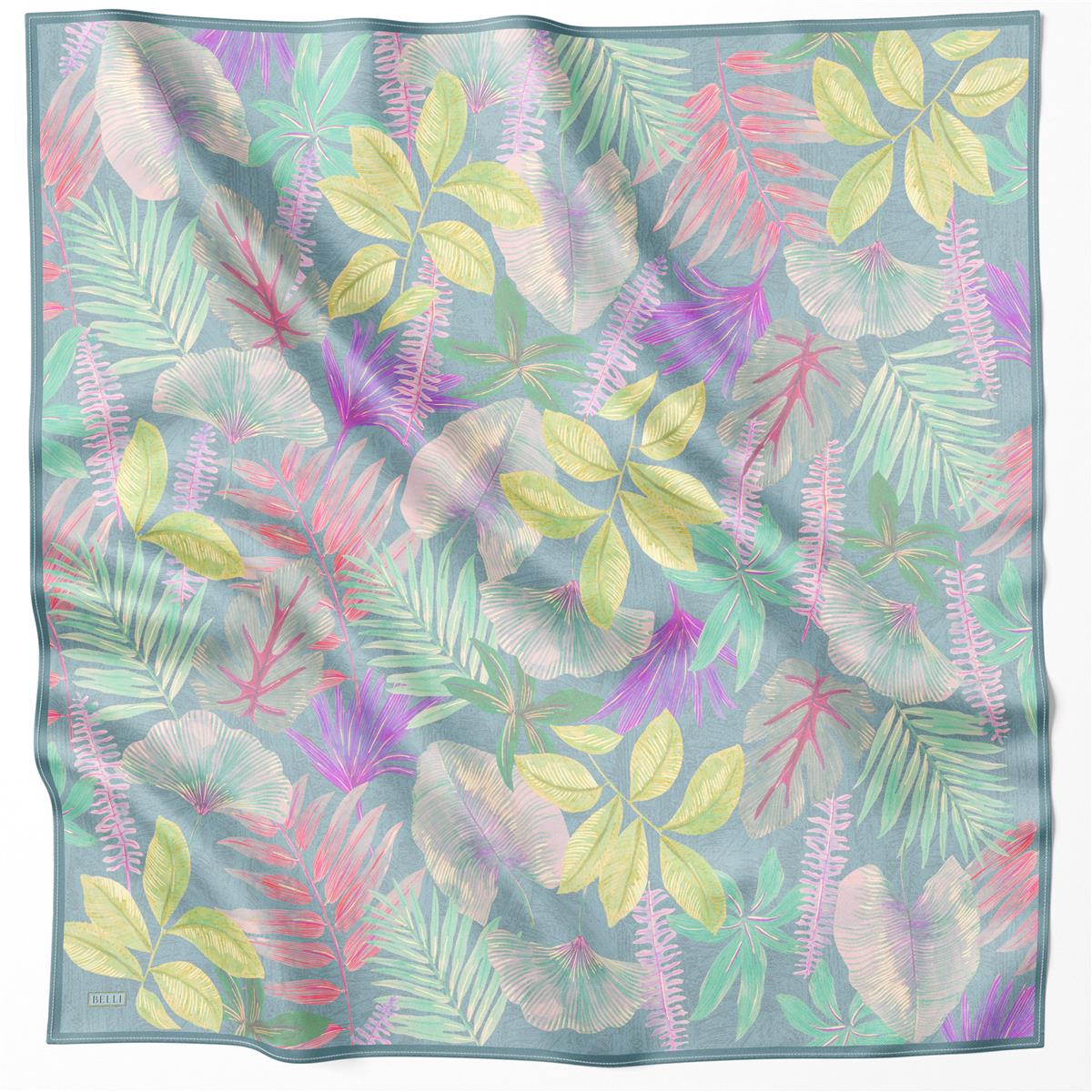 BELLİ ÇİÇEK DESEN İPEK EŞARP