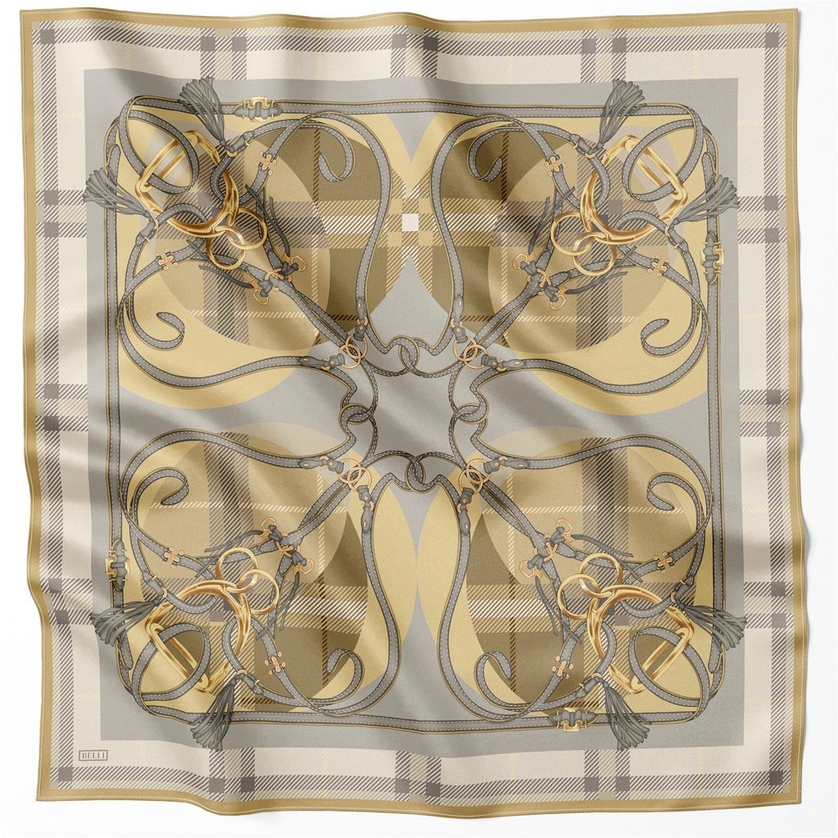 BELLİ EKOSE KEMER DESEN İPEK EŞARP