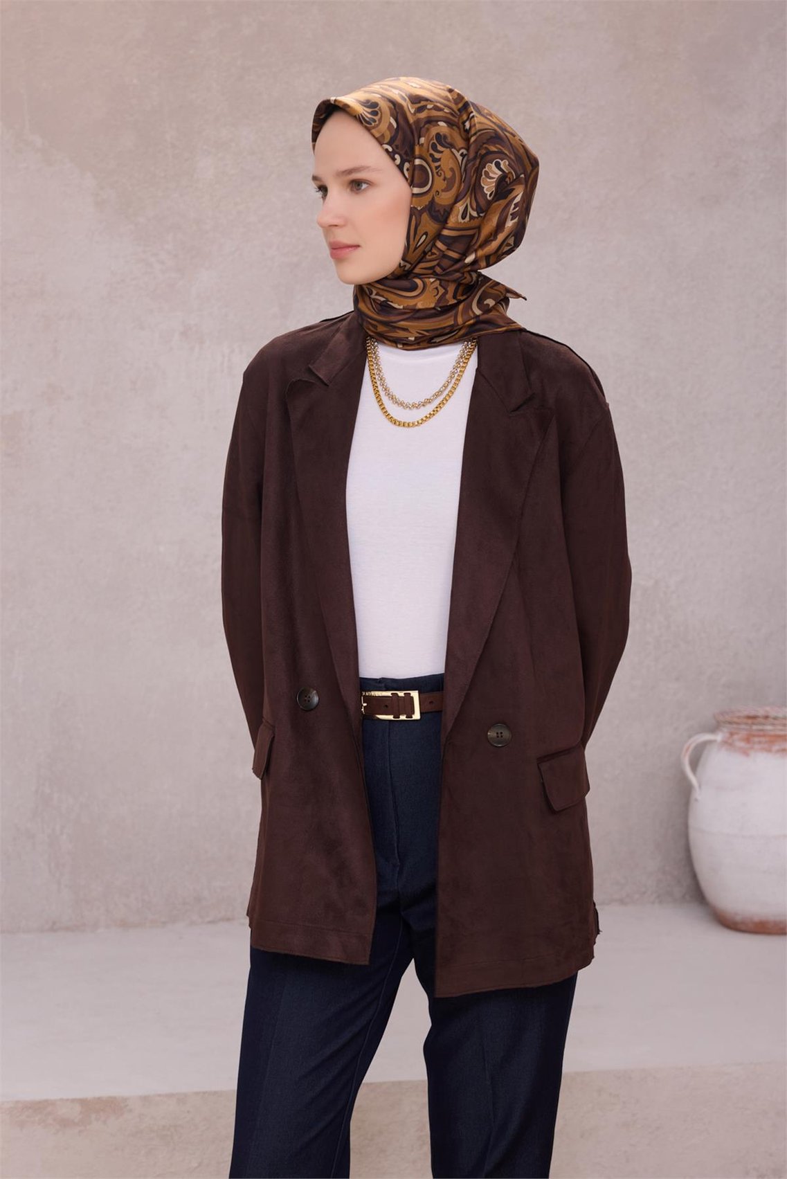 BELLİ ETNİK DESEN İPEK EŞARP