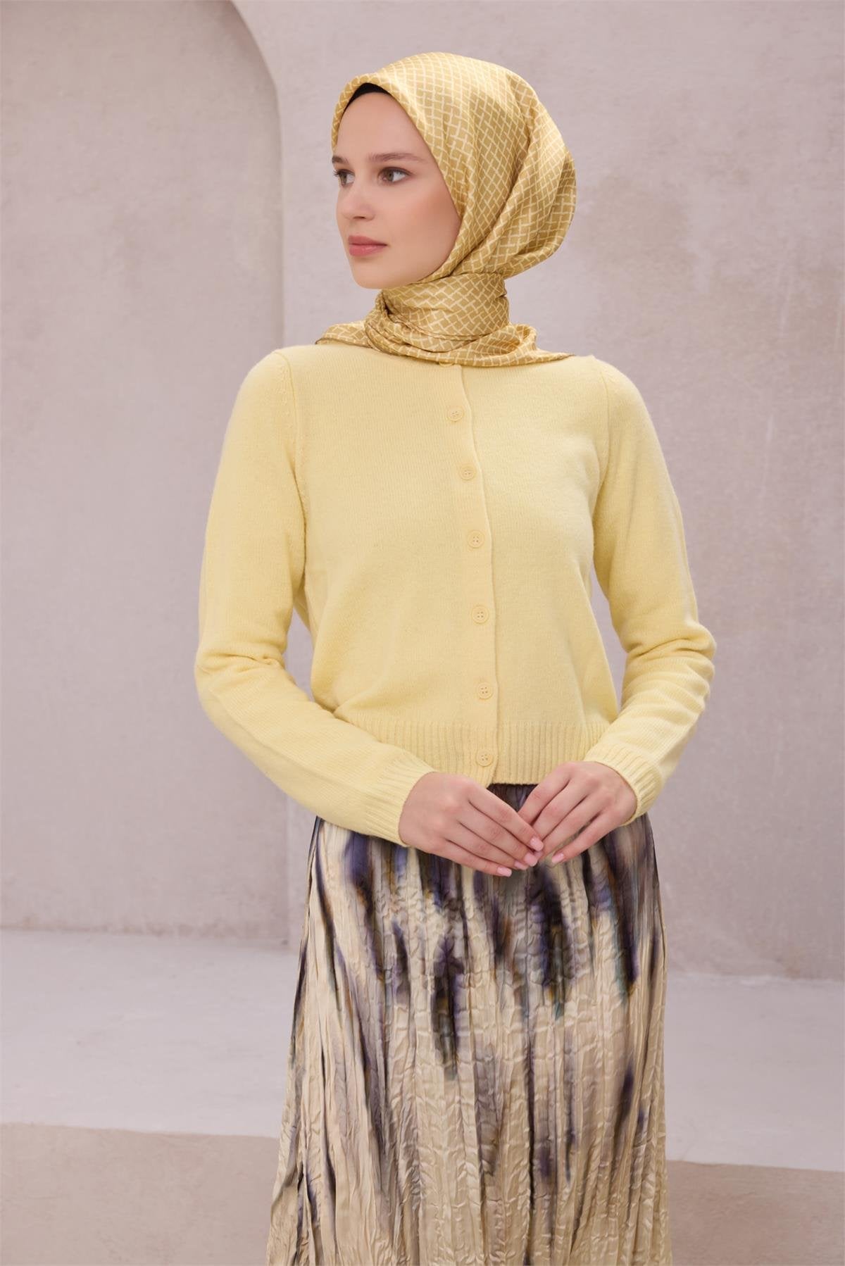 BELLİ GEOMETRİK DESEN İPEK EŞARP