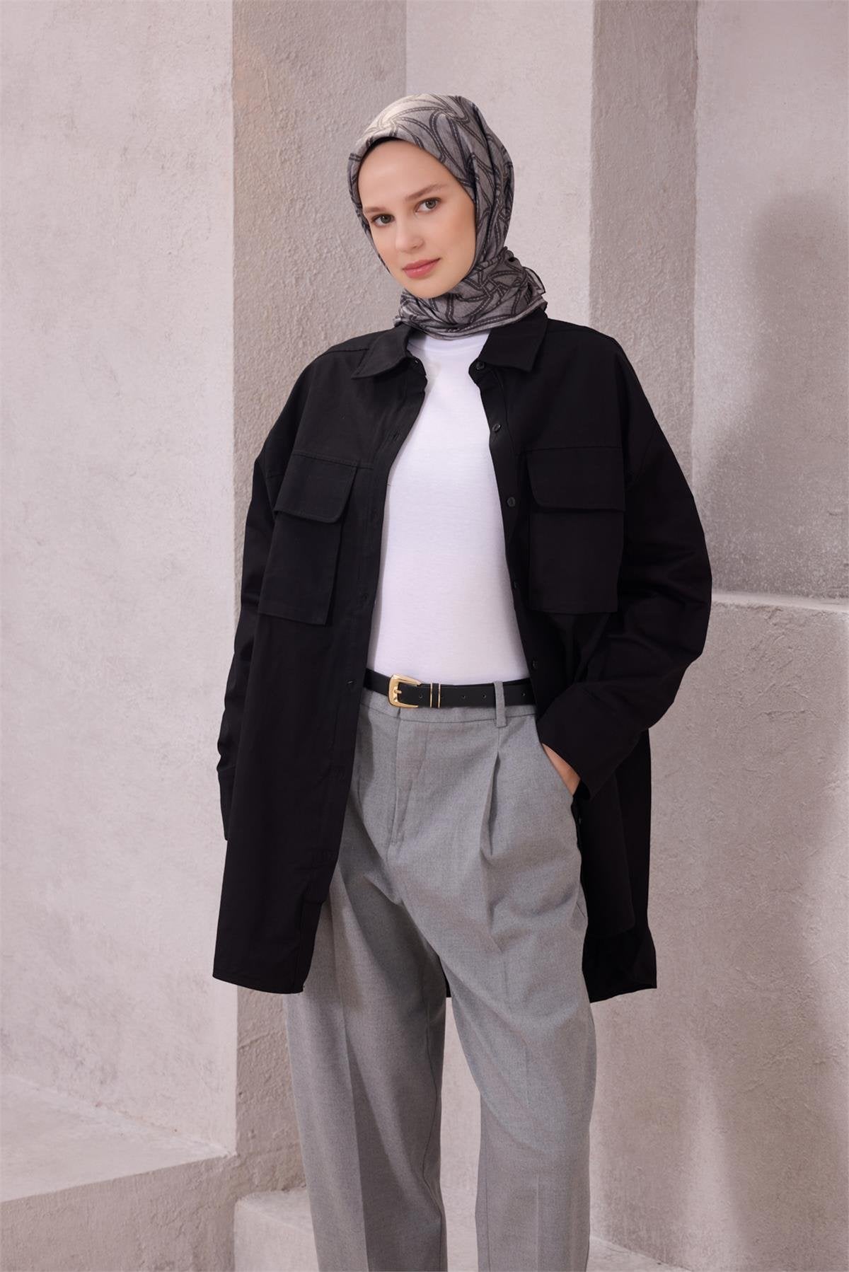 BELLİ GEOMETRİK DESEN İPEK EŞARP