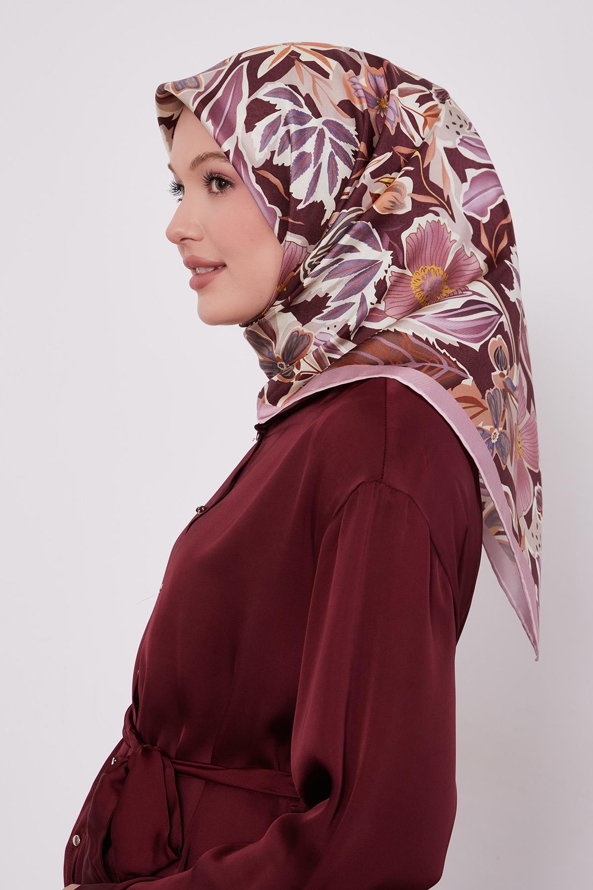 LEVİDOR PETUNYA DESEN İPEK EŞARP