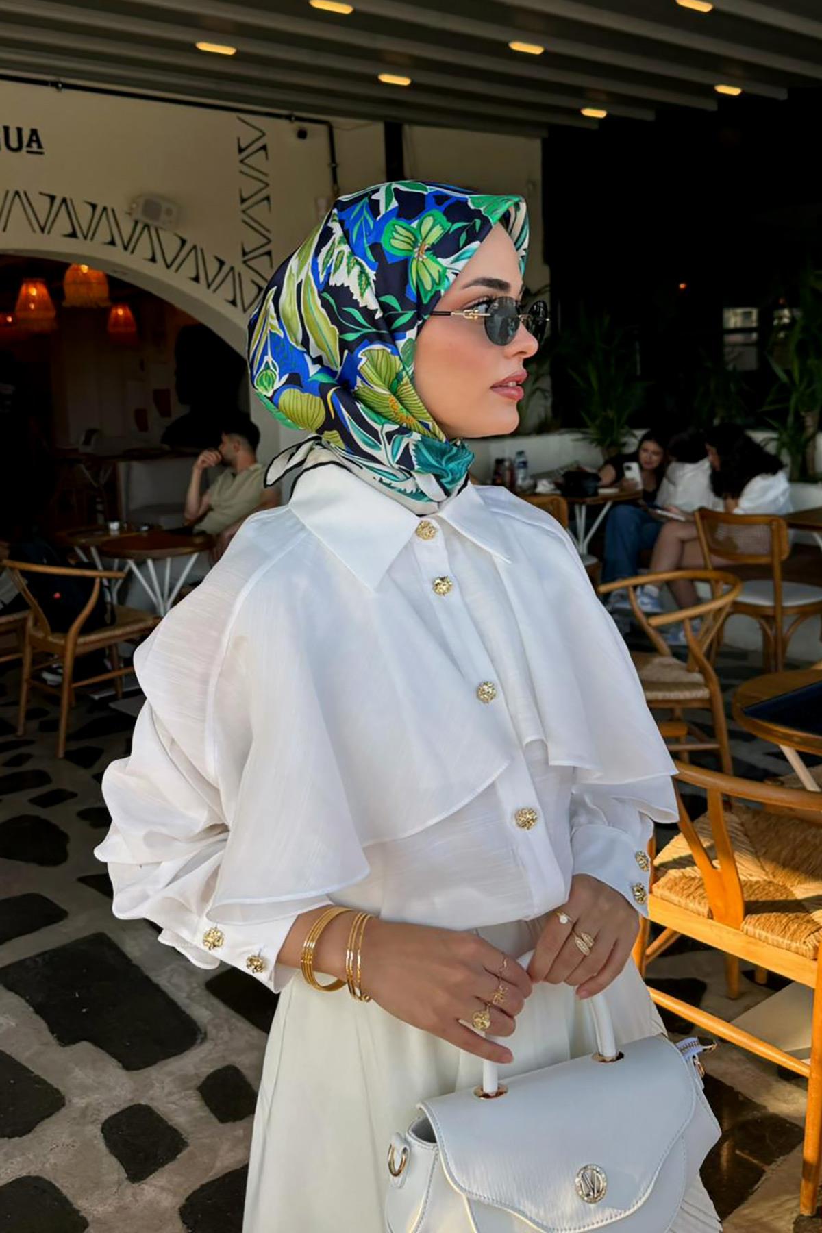 LEVİDOR PETUNYA DESEN İPEK EŞARP