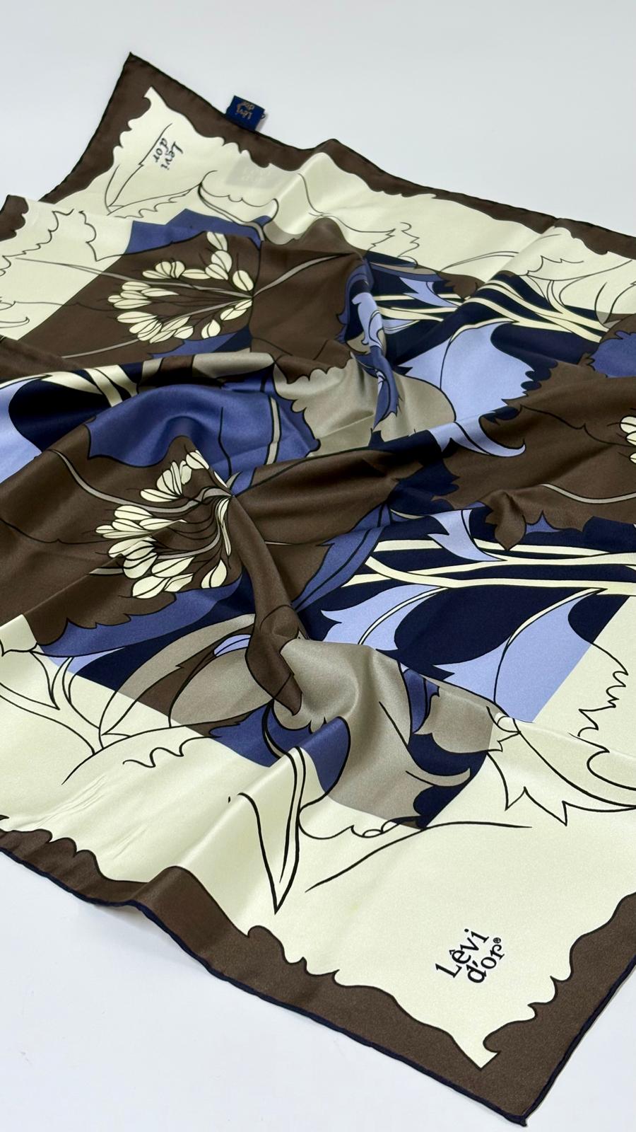 LEVİDOR ÇİÇEK DESEN İPEK EŞARP