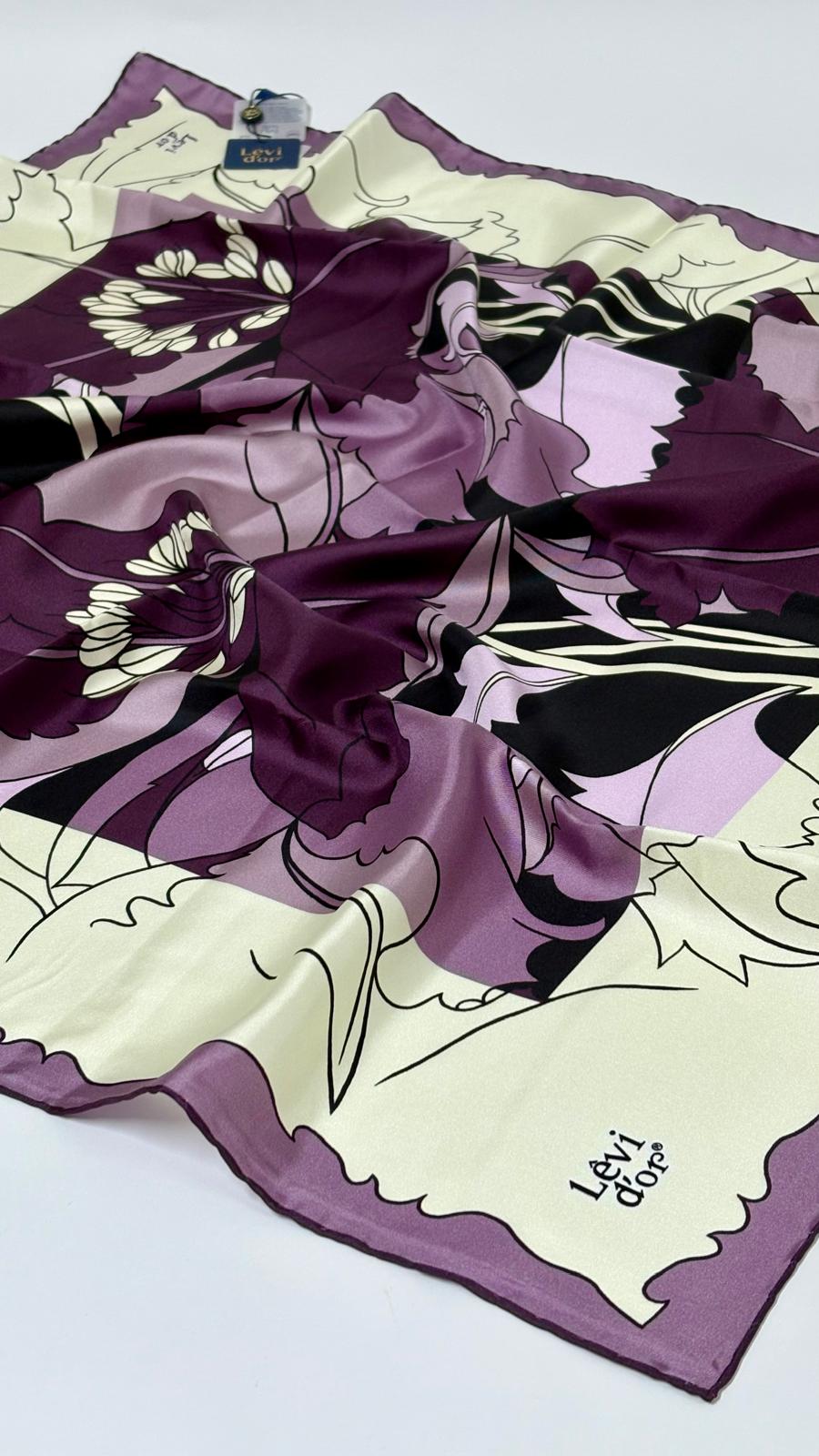 LEVİDOR ÇİÇEK DESEN İPEK EŞARP