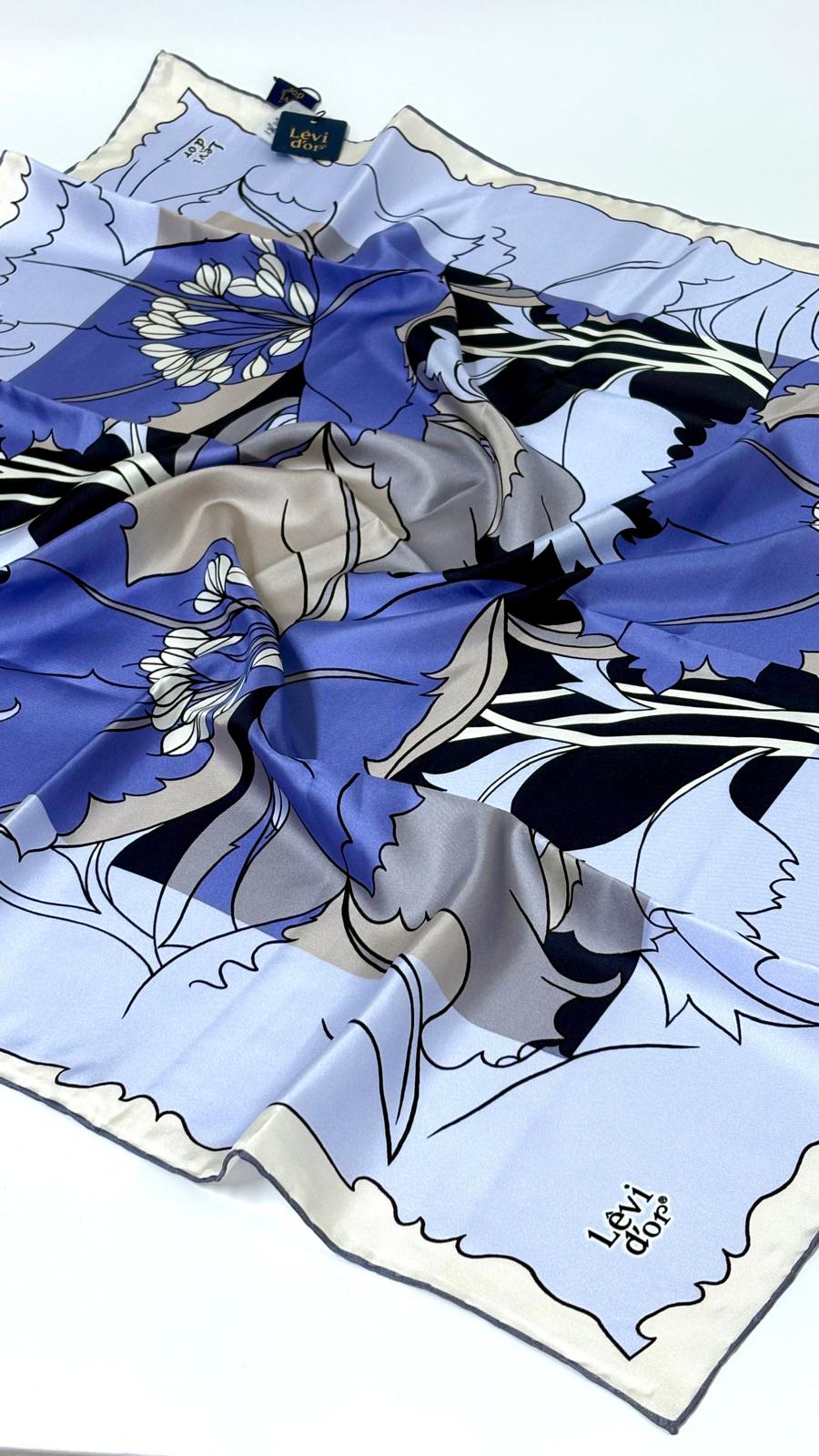 LEVİDOR ÇİÇEK DESEN İPEK EŞARP