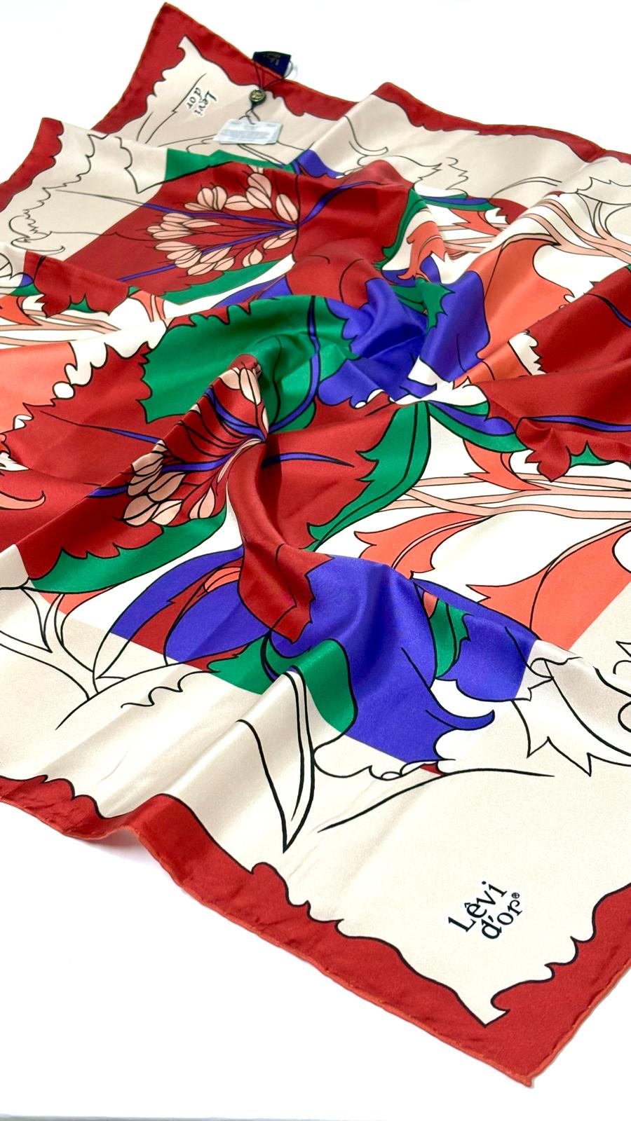 LEVİDOR ÇİÇEK DESEN İPEK EŞARP