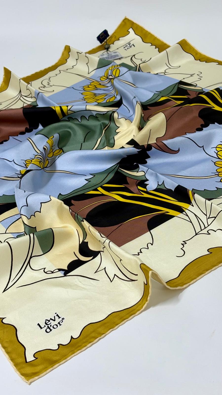 LEVİDOR ÇİÇEK DESEN İPEK EŞARP