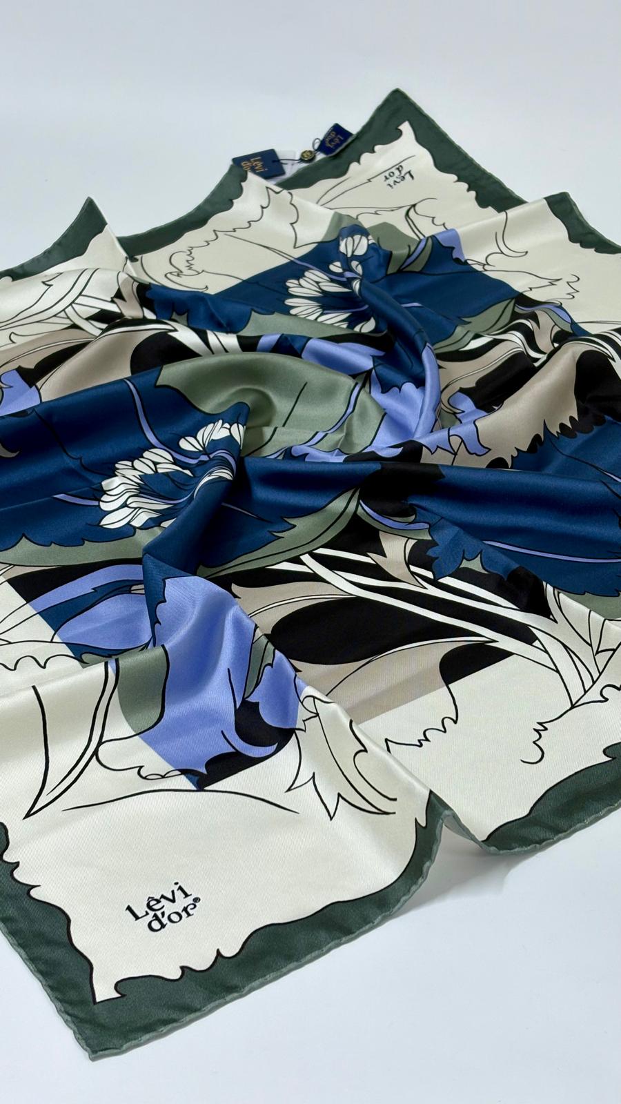 LEVİDOR ÇİÇEK DESEN İPEK EŞARP