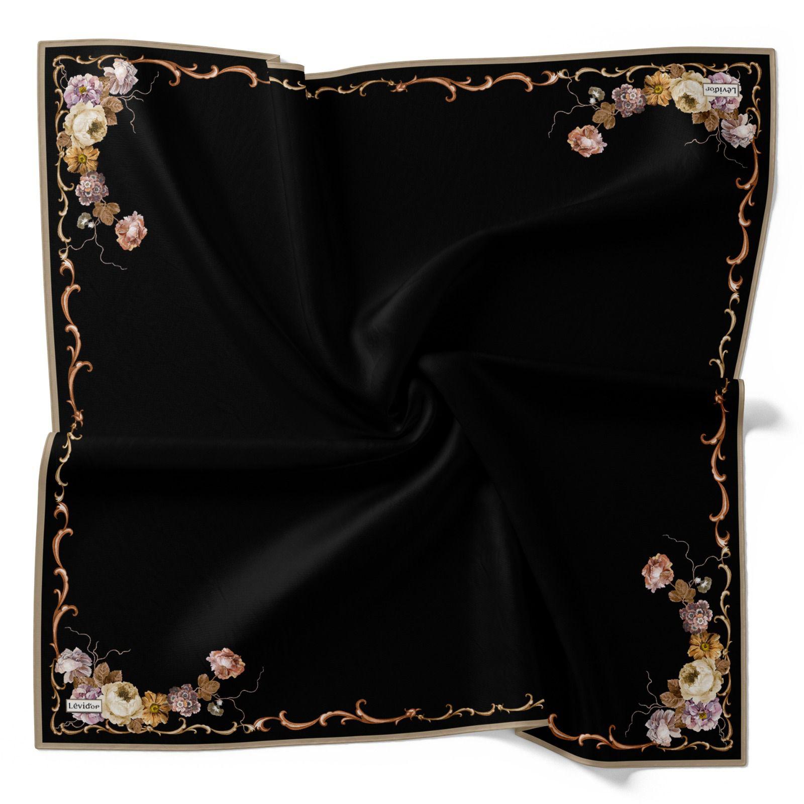 LEVİDOR KENAR DESENLİ DÜZ İPEK EŞARP