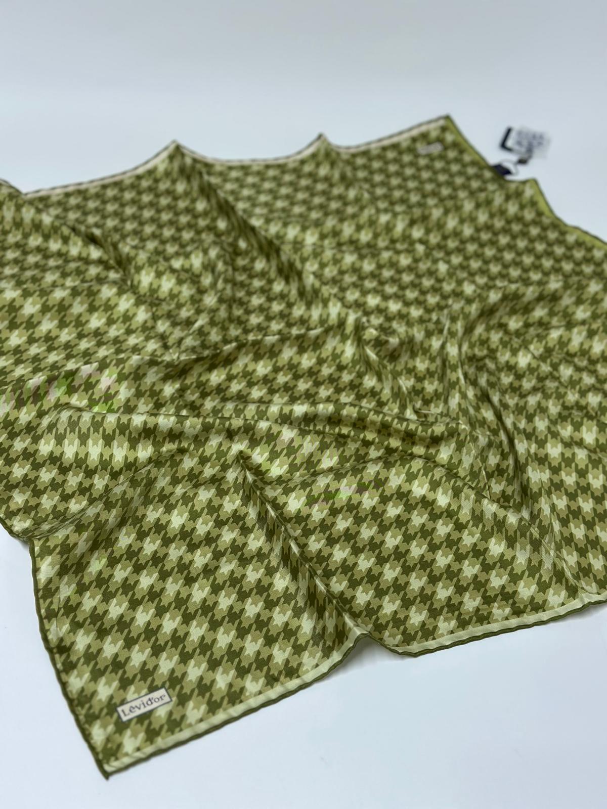 LEVİDOR KAZ AYAĞI DESEN İPEK EŞARP