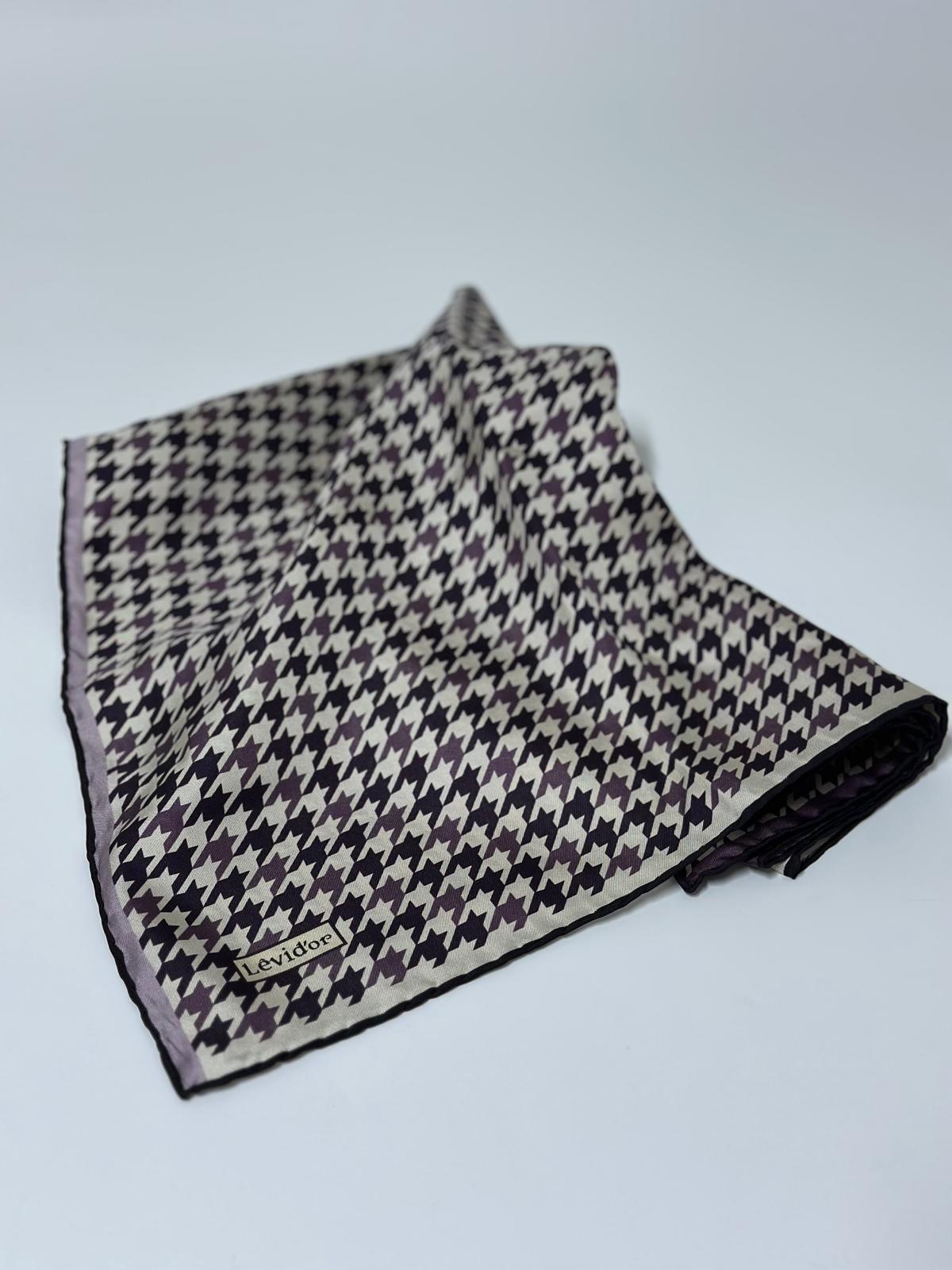 LEVİDOR KAZ AYAĞI DESEN İPEK EŞARP