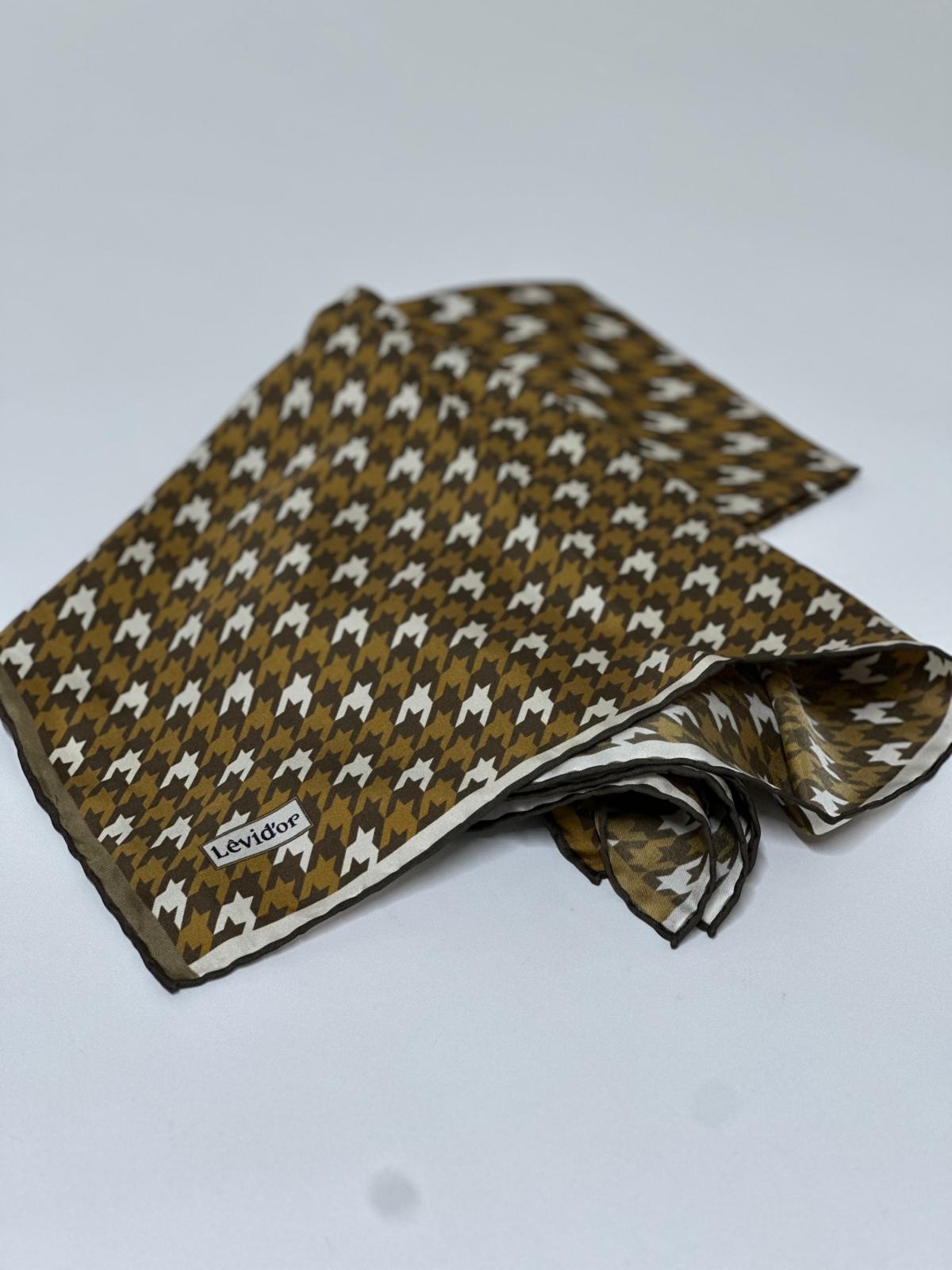 LEVİDOR KAZ AYAĞI DESEN İPEK EŞARP