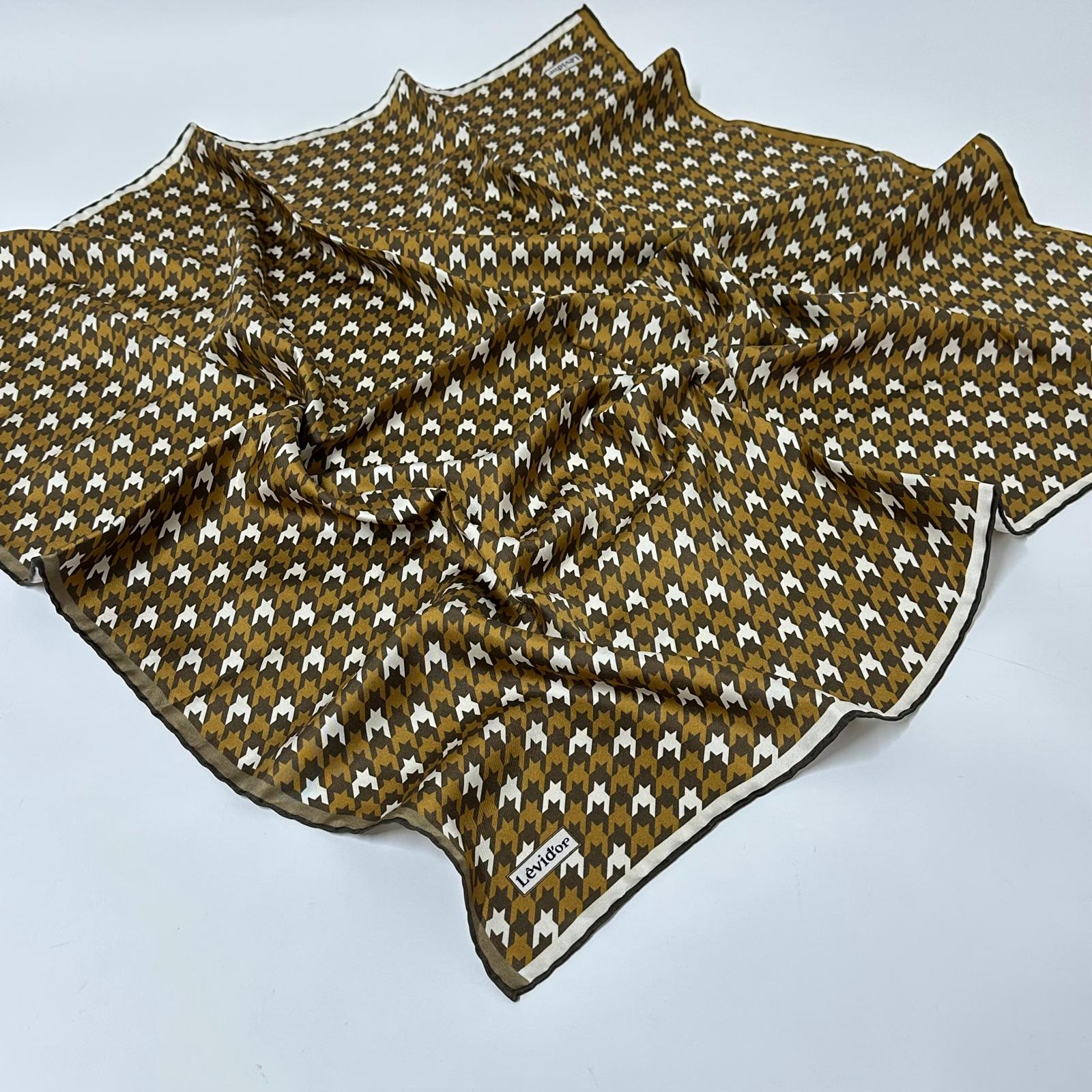 LEVİDOR KAZ AYAĞI DESEN İPEK EŞARP