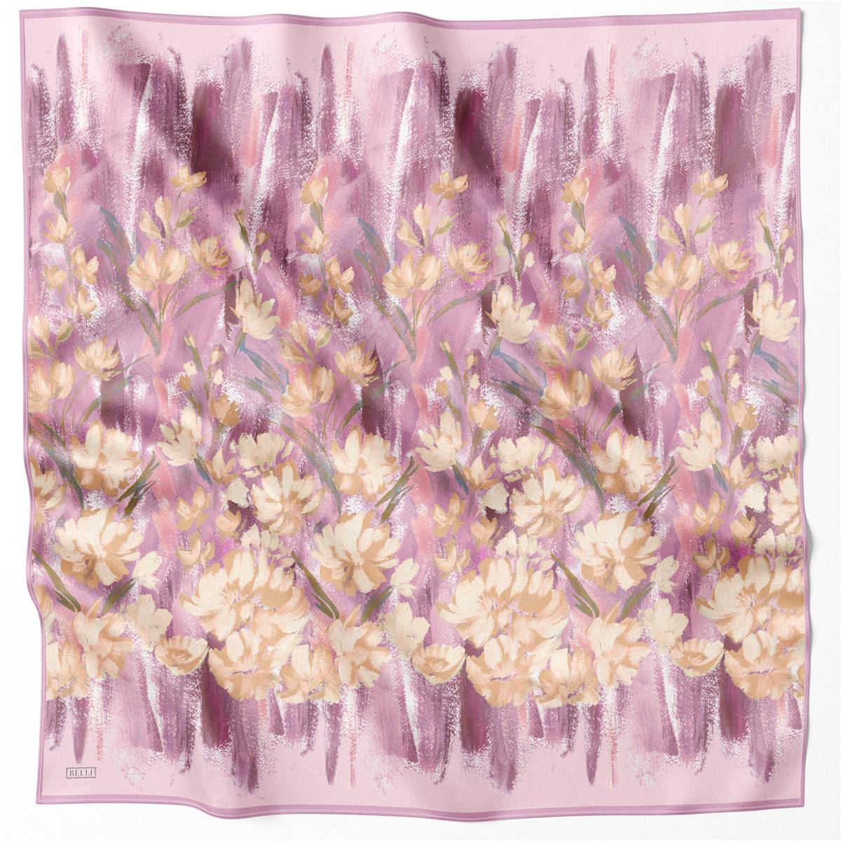 BELLİ ÇİÇEK DESEN İPEK EŞARP