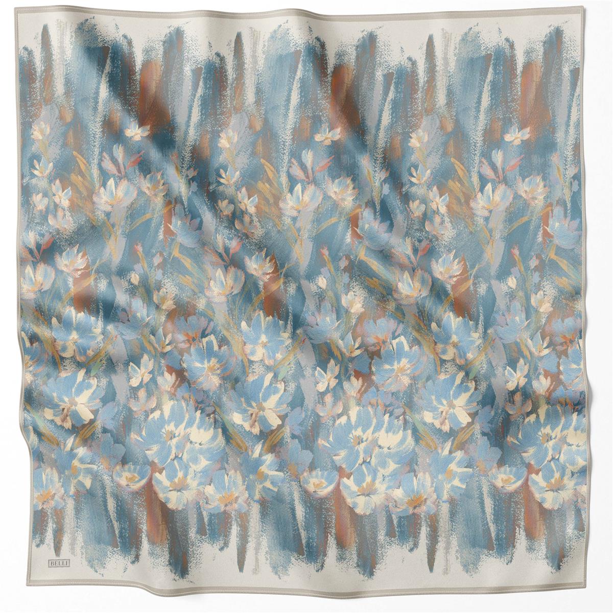 BELLİ ÇİÇEK DESEN İPEK EŞARP