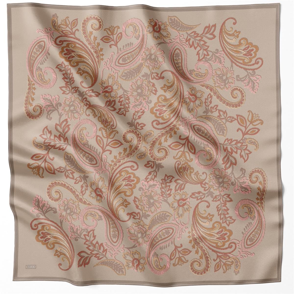 BELLİ ÇİÇEK DESEN İPEK EŞARP