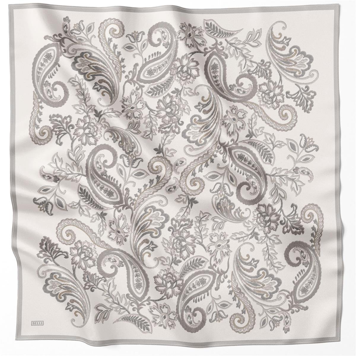 BELLİ ÇİÇEK DESEN İPEK EŞARP