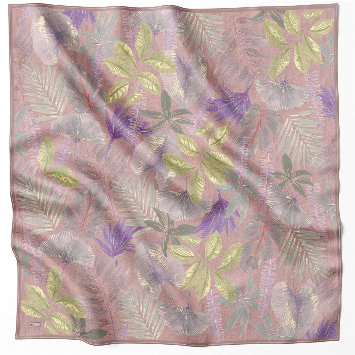 BELLİ ÇİÇEK DESEN İPEK EŞARP