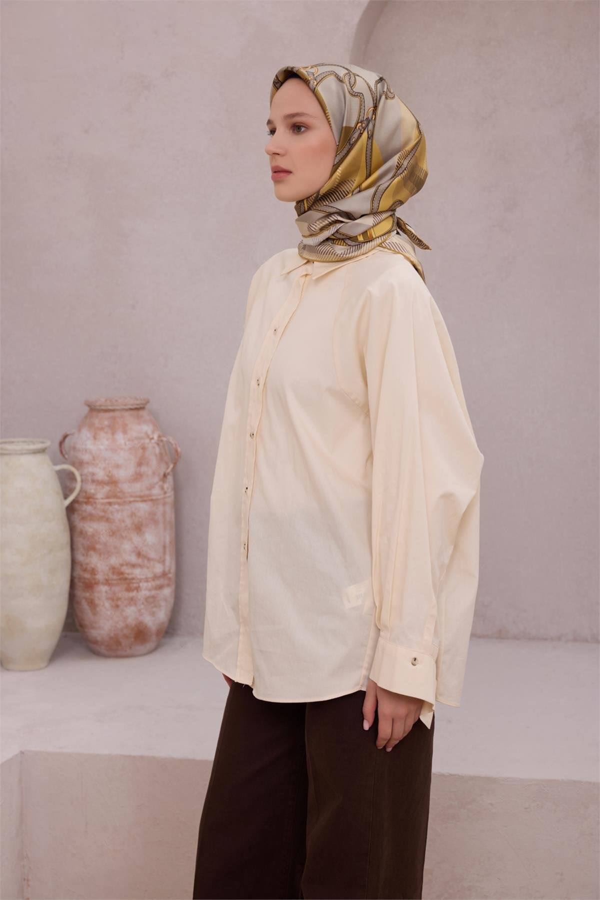 BELLİ EKOSE KEMER DESEN İPEK EŞARP