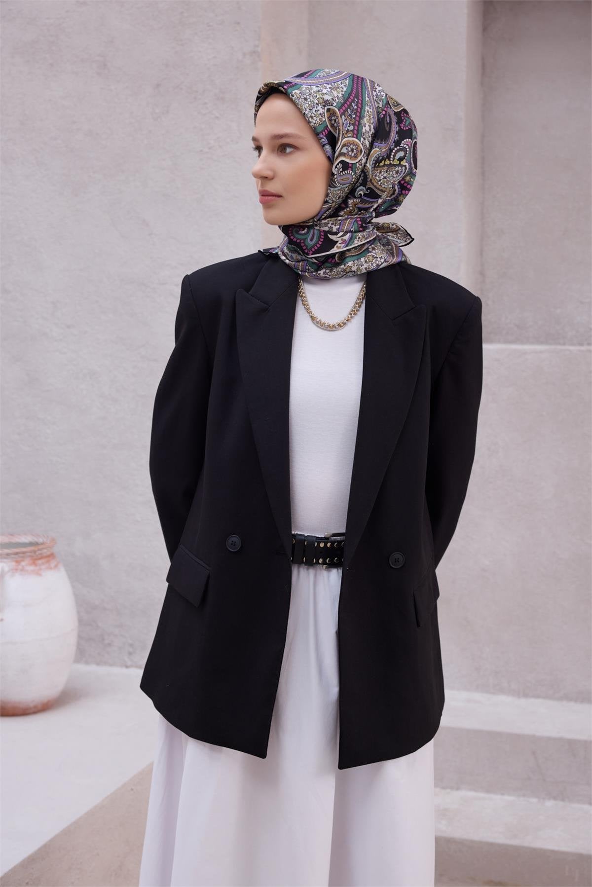 BELLİ ETNİK DESEN İPEK EŞARP