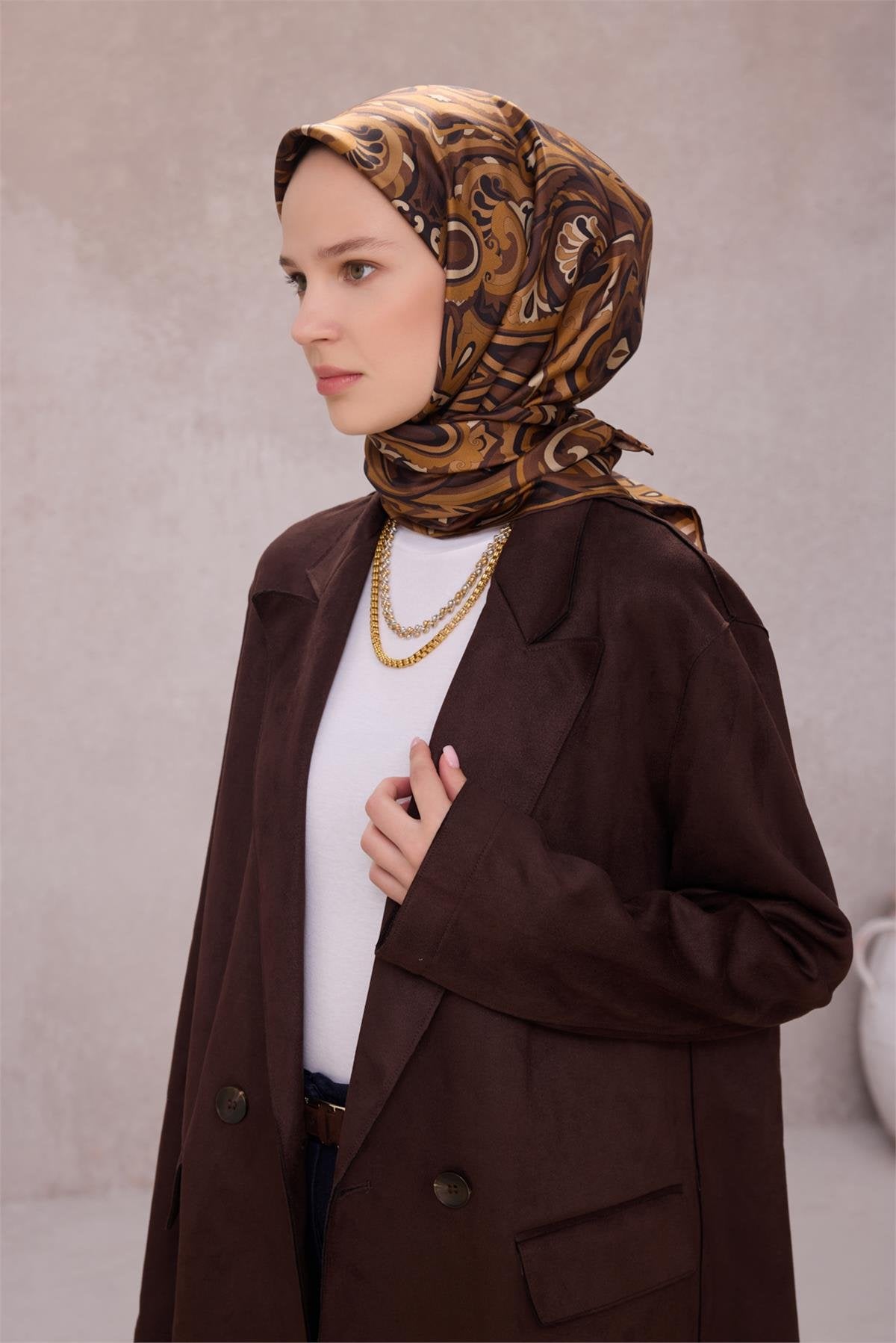 BELLİ ETNİK DESEN İPEK EŞARP