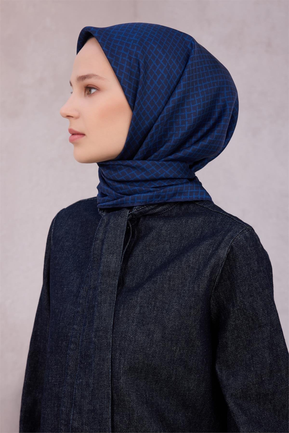 BELLİ GEOMETRİK DESEN İPEK EŞARP