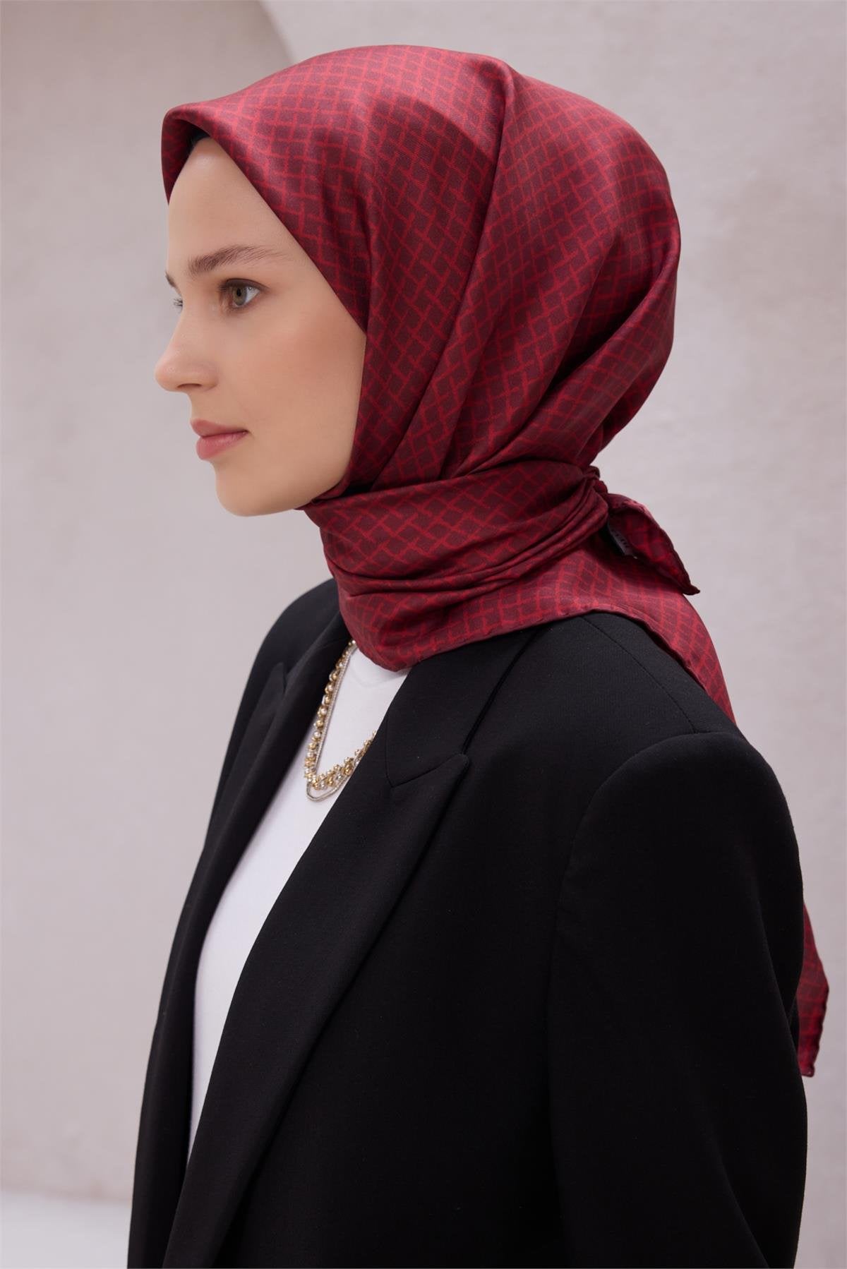 BELLİ GEOMETRİK DESEN İPEK EŞARP