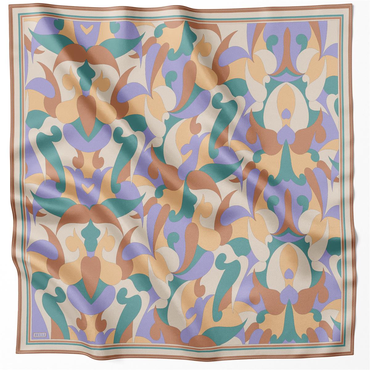 BELLİ GEOMETRİK DESEN İPEK EŞARP