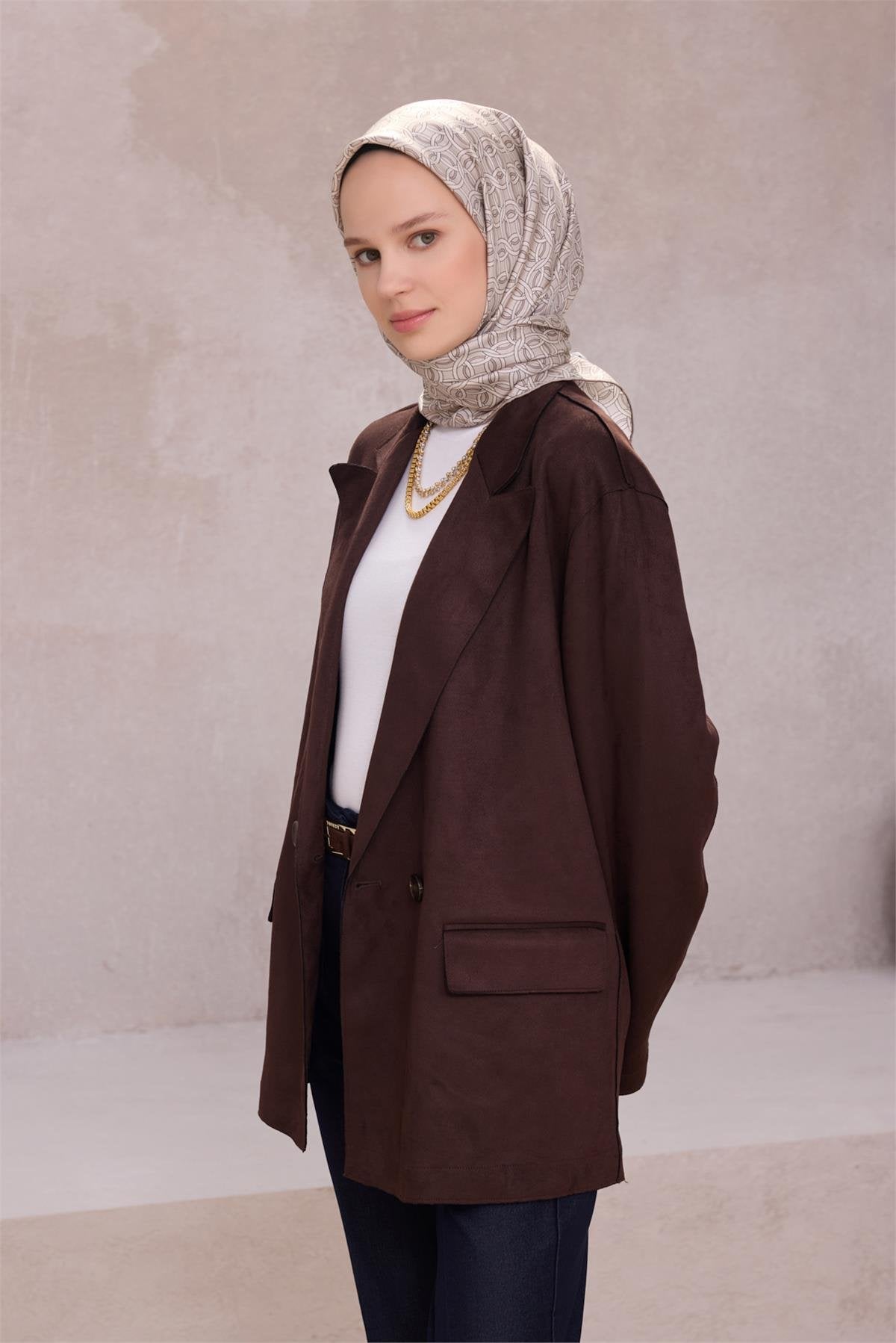 BELLİ GEOMETRİK DESEN İPEK EŞARP