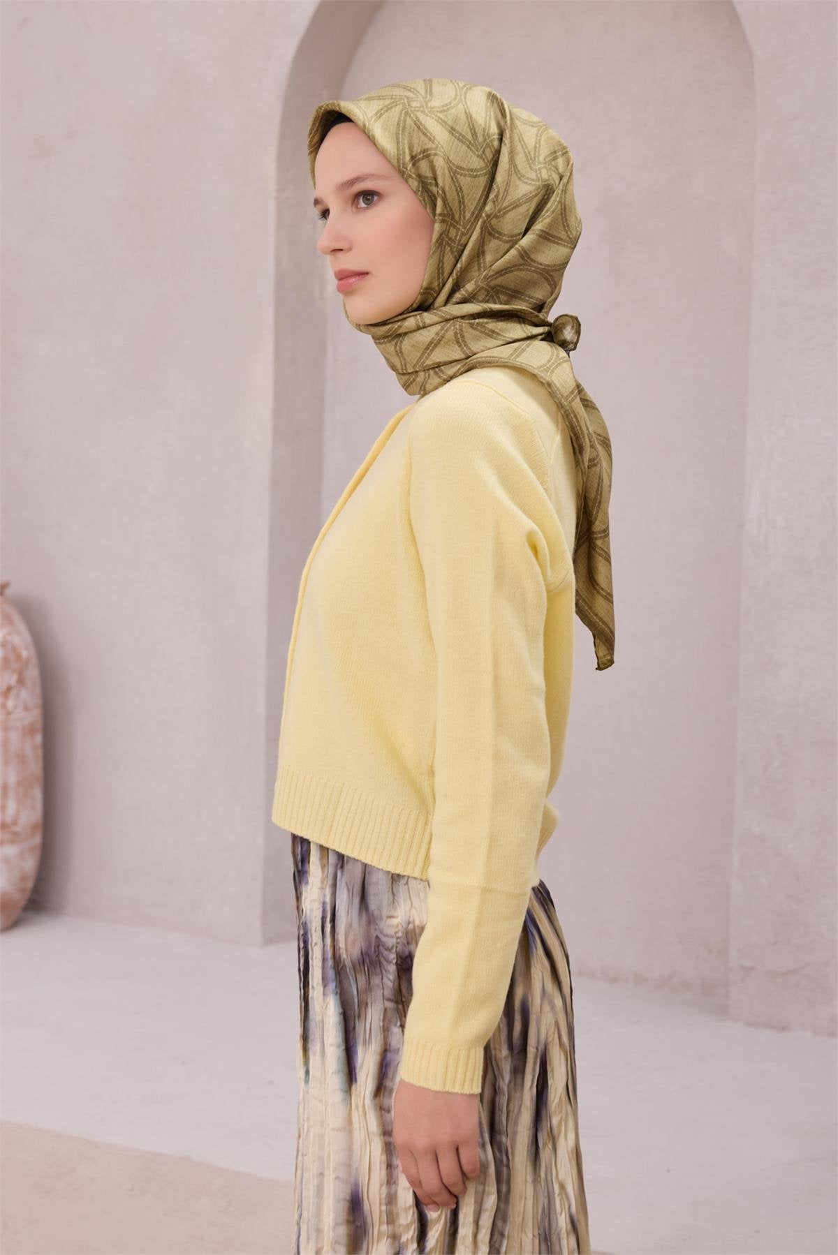 BELLİ GEOMETRİK DESEN İPEK EŞARP