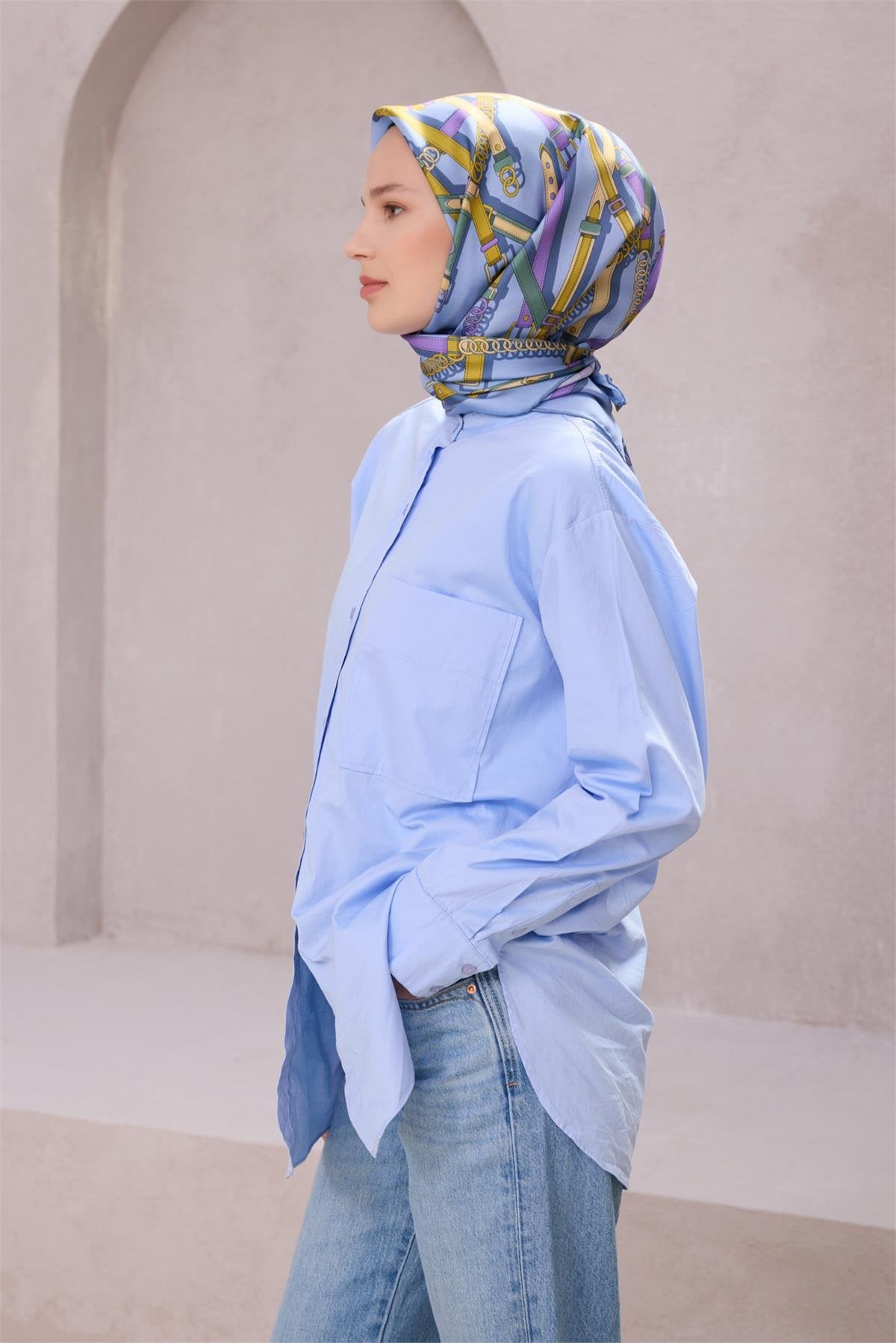 BELLİ KEMER DESEN İPEK EŞARP