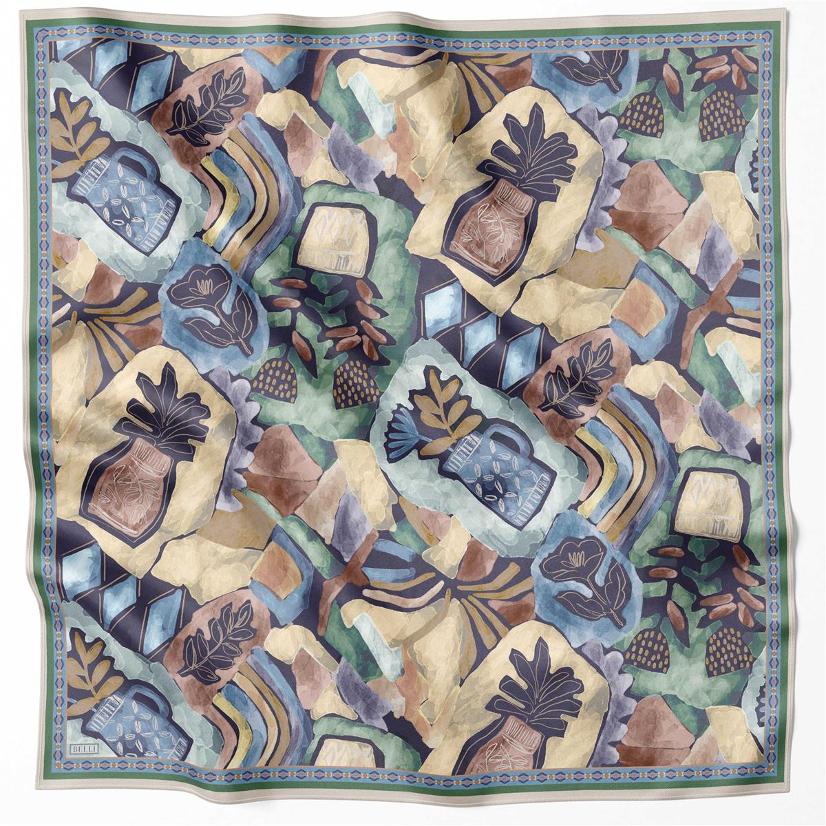 BELLİ OBJE DESEN İPEK EŞARP